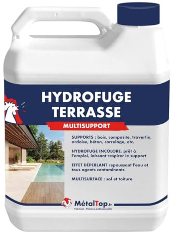Métaltop - Hydrofuge Terrasse - 5 L - Protection anti-humidité pour dalles, carrelage poreux et béton extérieur.