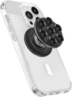 Hanaoops Handy-Griffe, Silikon Handy Ring Griffhalter, Multifunktionaler Finger Handy Halterung, Ausziehbarer Sockel und Griff für Smartphones und Tablets mit einem, Klappbar und Versenkbar (Schwarz)