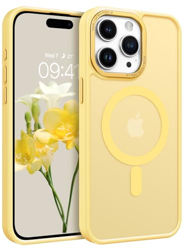 YINLAI für iPhone 15 Pro Max Hülle Kompatibel mit MagSafe,Gelb | Magnetische | Matte Transluzent Rückseite | Stoßfest,Kratzfest Robust | Militärstandard Handyhülle für iPhone 15 Pro Max 6.7