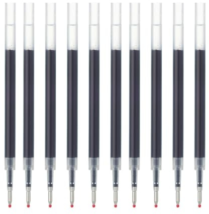 MUJI Gel Ink Ballpoint Pen Refills, 0.5mm Fine Tip, Pack of 10, Compatible with Retractable and Capped Pens. (Blue)