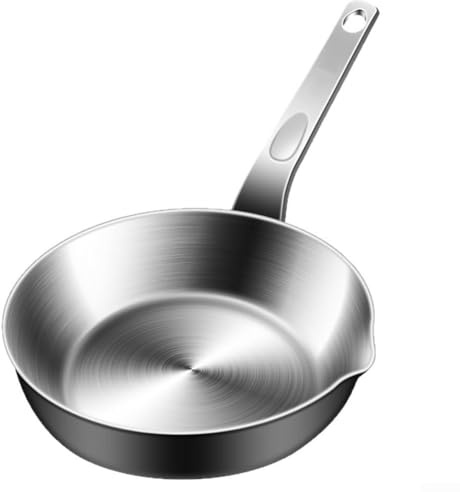 Padella per uova in acciaio inossidabile 316, padella per omelette, piccola padella per friggere con beccuccio per porzione singola, sciogliere burro, salsa, cottura a gas, compatibile con induzione