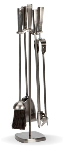 MURIEL BARGAINS Fireplace Companion Set & Fireside Tools – 4/5 Piece Fire Tool Set with Poker, Brush, Shovel & Tongs – Traditional & Modern Styles for Fireplace, Log Burner & Stove (FIRE91 5pcs)
