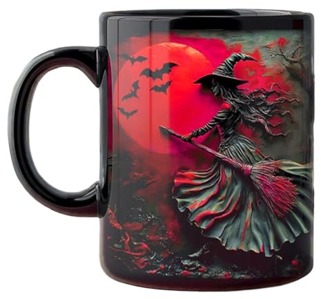 Generisch Taza de café de brujas, taza de Halloween de 325 ml, taza de desayuno de cerámica, para la rutina matutina, fiesta de cumpleaños, fin de semana, tiempo libre, momentos de relajación