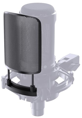 Windscreen Pop Filter Compatible with Audio Technica at2035 at2050 at8458, Metal Mesh Cover, Anti-explosion Noise Cover Eliminates Pops and Hisses Sounds, Black