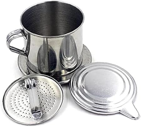 Nlinlin Silver Vietnamese Coffee Filter Stainless Steel Coffee Pot Drip Infuse Cup Brewing Teapot No Need Paper Drip Coffee Pot Machine Filter
