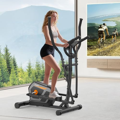 Crosstrainer für Zuhause,Ellipsentrainer mit 16 Widerstandsstufen,Bluetooth App,Flaschenhalter,Ultraleiser Magnetischer Crosstrainer mit Rutschfestem Pedal,Transporträder bis 134KG