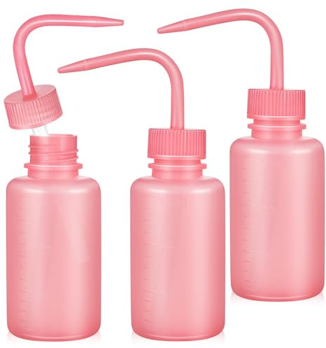 Hohopeti Bouteilles de lavage compressibles 150 ml pour extensions de cils distributeur de liquide doseur 3 pièces rose outil portable pour rinçage et irrigation
