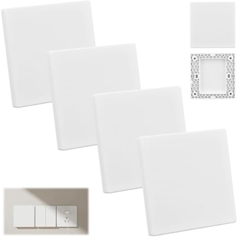 Blindabdeckung Unterputz 4 Stück, Blinddeckel Steckdose 8,6 X 8,6 cm,Dekorative Wandlochabdeckungen Quadratischer Deckel Kunststoff für elektrische Abdeckungen für ungenutzte Steckdosen oder Schalte