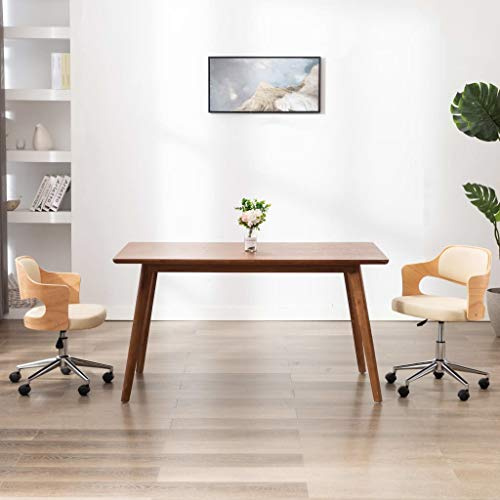 Plumbpyr Esszimmerstühle 2 Stück drehbar Creme mit Kunstleder Bezug Bugholzgestell höhenverstellbar mit Rollen für Küche Wohnzimmer Büro platzsparend und Stabiler Sitzkomfort