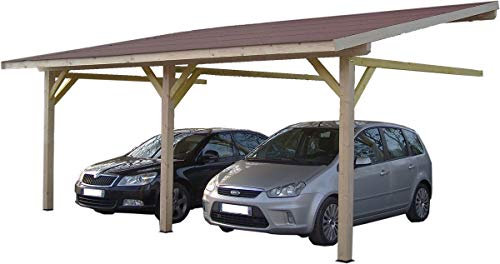Habrita Carport Mono-Pente Mural Double/Couverture bardeau bitumé