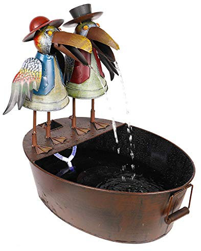 Alpine NCY298 Corporation 51 cm Tall Outdoor Metal Crow Water Fountain Yard Art Decor