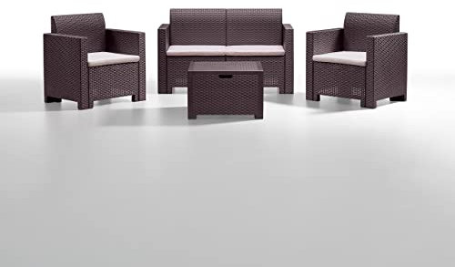 BICA Gartenmöbel Set Nebraska 2, Lounge 4 Plätze, Braun, Rattan Design, 281x155x79 cm