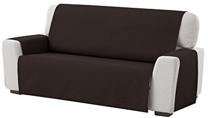 Textil-home Sesselschoner Sofaüberwurf Adele, 2 Sitzer - Reversibel gepolsterter Sofaschutz. Farbe Braun