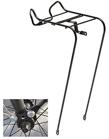 VORAGA Porta Pacco / Supporto 28 Cestino Anteriore per Bici, Bicicletta City Bike, Supporto Cesta, Nero, Metallo, Montaggio sulla Forcella, Frontale, Rack per Bici