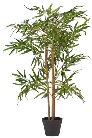 HOMESCAPES Green Artificial Bamboo Tree in Black Pot 100 cm Faux Decorative Plant for Indoor Home or Office Decoration