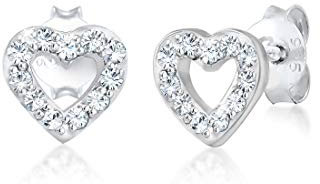 Elli Ohrringe Damen Funkel Herz Stecker mit Kristalle in 925 Sterling Silber