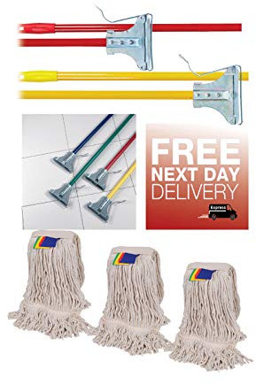 PDL Kentucky MOP Handle Colour Coded Steel Holder C/W 3 X 120Z Kentucky MOP Heads