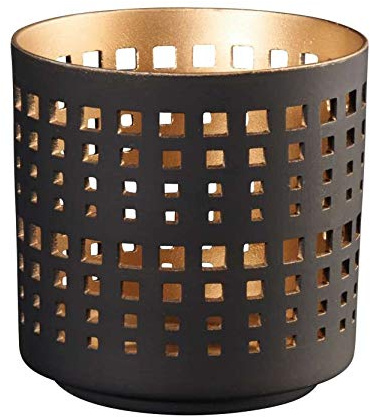 ASA Xmas S Cutted Out Windlicht, Porzellan, Durchmesser 7 x 6,8 cm, Schwarz/goldfarben
