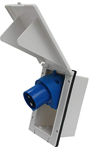 Pro-Styling Prise Extérieure CEE IP44 Pour Caravane 220 V - 240 V - Blanc Rectangulaire