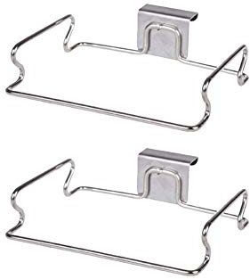 Organizer da appendere per sacchetti di immondizia, in acciaio inox, per appendere sacchetti di spazzatura, asciugamani, guanti, per cucina, armadietto, cassetto, ganci (acciaio inox, 2 confezioni)