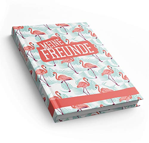 itenga Freundebuch Flamingos Flamingo Muster Meine Freunde DIN A5 88 Seiten für Mädchen