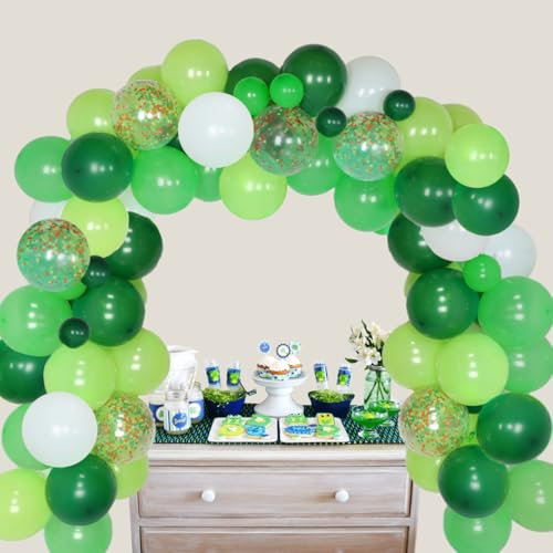 JOYMEMO Frosch Geburtstag Party Dekorationen – Grüne Ballon Girlande Bogen Kit mit Walking Frosch Folienballons für Kinder Insekten-Tier-Thema Geburtstag, Sommerteichpool, grüne Themenparty-Zubehör
