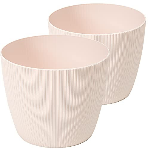 Tymar Blumentopf, 2er-Pack, Runde Form, Übertopf ((2pack) Puder Rosa, ø 18 cm)