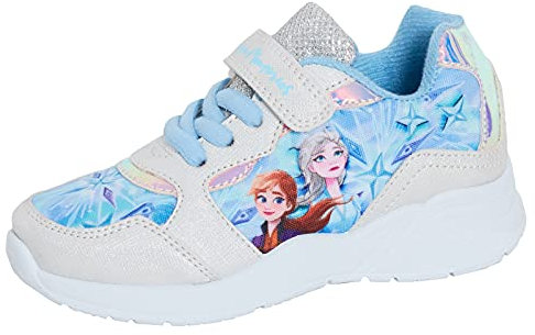 Disney Mädchen Frozen 2 Sporttrainingsschuhe Kinder ELSA Anna Easy Touch Schnellverschluss Schnürschuhe Freizeitpumps Blau 32 EU Kind