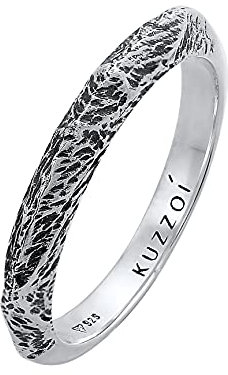 Kuzzoi Herrenring im gehämmerten Design, Bandring massiv (3 mm) breit in 925 Sterling Silber, Silberring schmal für den Mann, Ring für Männer, Bikerring, Ringgröße 60, 0605240721_60