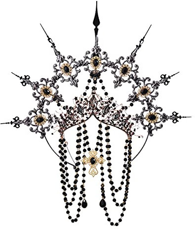 BLESSUME Halo Göttin Stirnband Damen Braut Kostüm Accessoires (Schwarz 4)