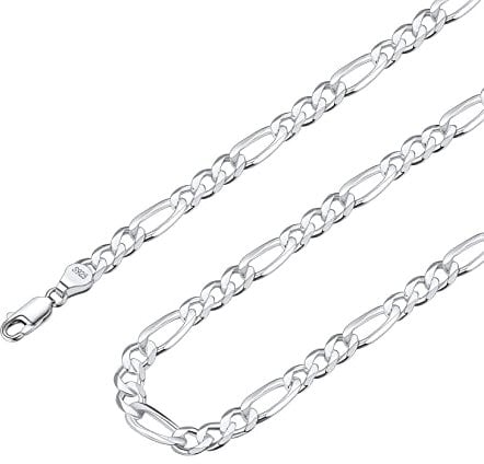 Suplight 925 Sterling Silver Link Chain for Men 5mm Figaro Necklace 22 Inch Durable Solid Silver Mens Jewellery Gift for Husband Son Father Grandson Boyfriend