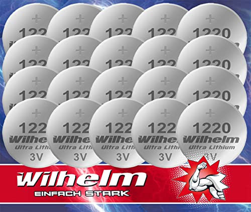 20 x CR1220 CR 1220 WILHELM Lithium Knopfzelle 3V 40mAh ø12x2,0mm Batterie DL1220