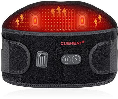 CUEHEAT Heated Waist Belt, Cordless Heating Pad for Low Back, Electrical Heating and Massage, Rechargeable Battery Powered (Dark Black, 45 inches)