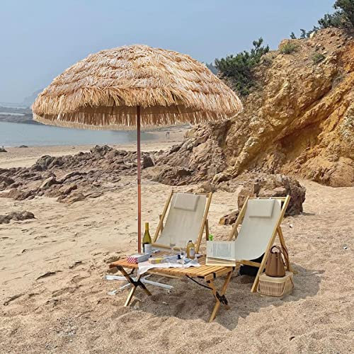 Ø 5.9ft / 1.8m Tiki Beach Parasol Hawaii Garden Patio Beach Umbrella with Tilt Mechanism for Outdoor Table Pool Yard Camping Umbrellas