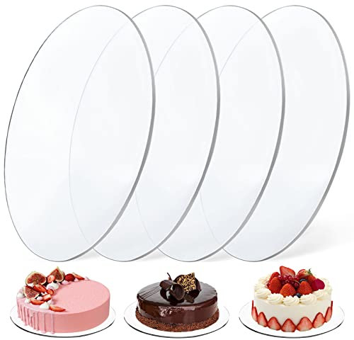 Vegena Lot de 4 plateaux à gâteau ronds en acrylique - Diamètre : 30 cm - Réutilisables - 30 cm