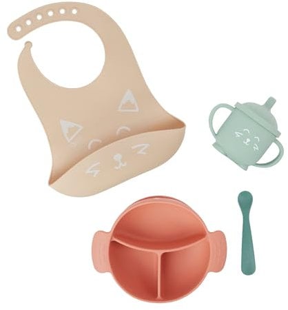 Babymoov Coffret Repas 15-24 m LEARN'ISY, 1 Bol, 1 Tasse, 1 Bavoir, 1 Cuillère, Renard