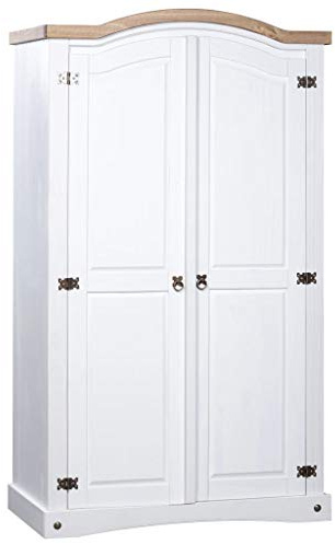 Festnight Kleiderschrank Holz Dielenschrank Garderobe Mexiko-Stil Vintage Schlafzimmerschrank Garderobenschrank mit Kleiderstange Schrank Schlafzimmer Flur Wohnzimmer
