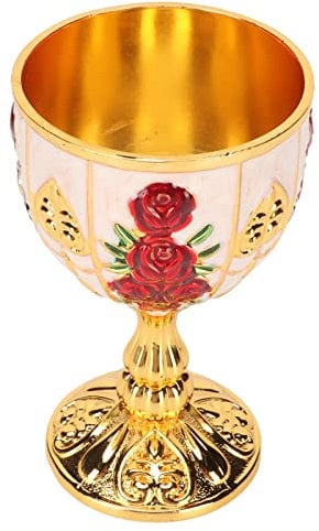 Goldkelch, Zuckerbecher, exquisite Farben, 10,2 cm hoch, Zinklegierung, geprägte Blume für Party (rote Blume auf Gold und Weiß)