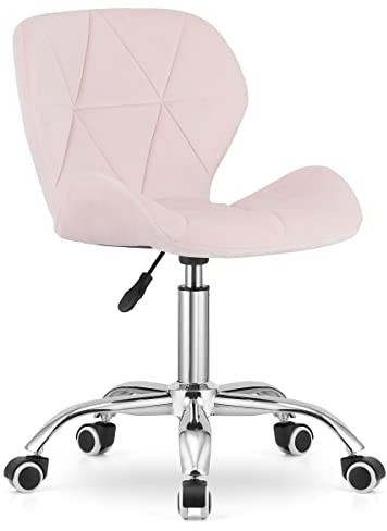 Home Collective Drehstuhl Bürostuhl Schreibtischstuhl Polster aus Samt in rosa | höhenverstellbar mit ergonomischer Sitzfläche