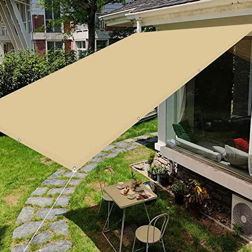 SunSail Wasserdicht Rechteckig 3.5 x 6.5 m UV-Schutz Windschutz Sonnensegel Schattentuch mit Ösen und Befestigungsseile für Patio Hinterhof Rasengarten, Sandgelb