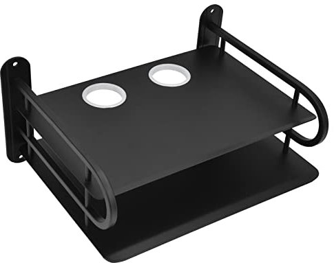 Natudeco Étagère Murale pour DVD Double Couche Étagère pour Accessoires TV Routeur Rack De Stockage Protégez Les Câbles Étagère Murale Flottante pour TV Box Router DVD Cable Box