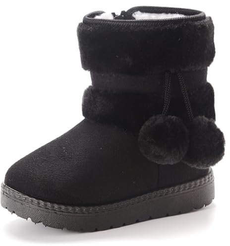 Vorgelen Bambine e Neonato Carino Stivali da Neve Morbide Fodera Calda Stivaletti Ragazze Inverno Scarponi da Sci all'aperto (152 Nero 33 EU = Etichetta 34)