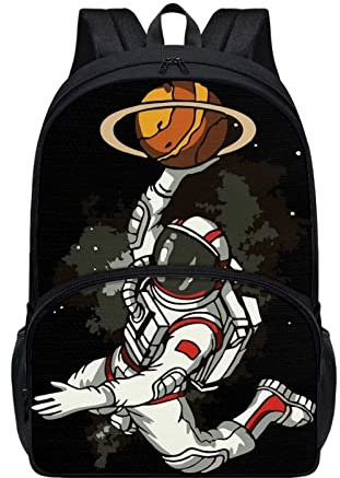 BYCHECAR Astronaut Kids Backpack Boys Elementary School Bags Basketball Bookbags for Teenage Girls 15.6/16inch Laptop Back Pack Students Middle School Book Bag