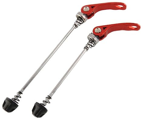 Laxzo ® 1 Pair Bike Quick Release Skewer Front Rear Hub Ultralight Bicycle Quick Release Axle Wheel Nuts Front and Rear Skewers Red for Road Bike, BMX, MTB Mountain Bike