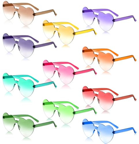 selizo 11 Stück Herz Sonnenbrille, Herzbrille Herzchen Sonnenbrille Lustige Herzbrillen Transparent Brille Herz Sonnenbrille Herz für Geburtstagsfeier Fasching Karneval Halloween Party festival