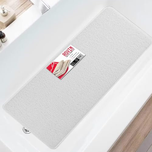 Asvin Rutschfeste Bade- und Duschmatte für Innenbadewanne und Nassbereiche, 40 x 120 cm, Weiß