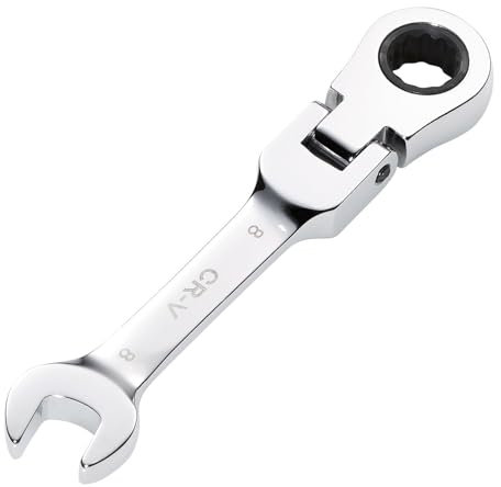 Draper 27949 HI-TORQ Metric Stubby Flexible Head Ratchet Combination Spanner, 8mm
