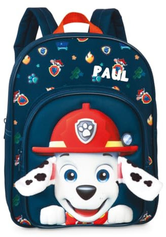 Kinderrucksack Paw Patrol Marshall Jungen - Personalisiert mit Namen - Freizeitrucksack Kindergarten Kita mit 3D Plüschohren - 8L