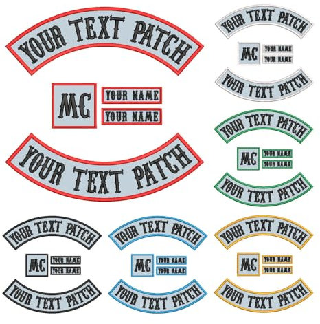 DIYEMB 5 Stück individuell bestickte Biker Patches, personalisierte Stickerei Rocker Patch Fahrer Motorrad Patches für Veteranen Weste oder Jacke (reflektierendes Material)