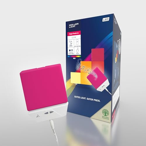 Müller-Licht Magic Panel LED Wand- und Deckenleuchten mit WLAN, 6 quadratische RGB mit music sensor, steuerbar per TUYA App, individuelle Montage